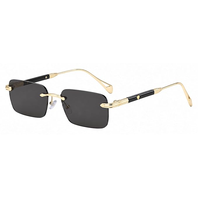 Dervin UV Protected Retro Rectangular Rimless Sunglasses