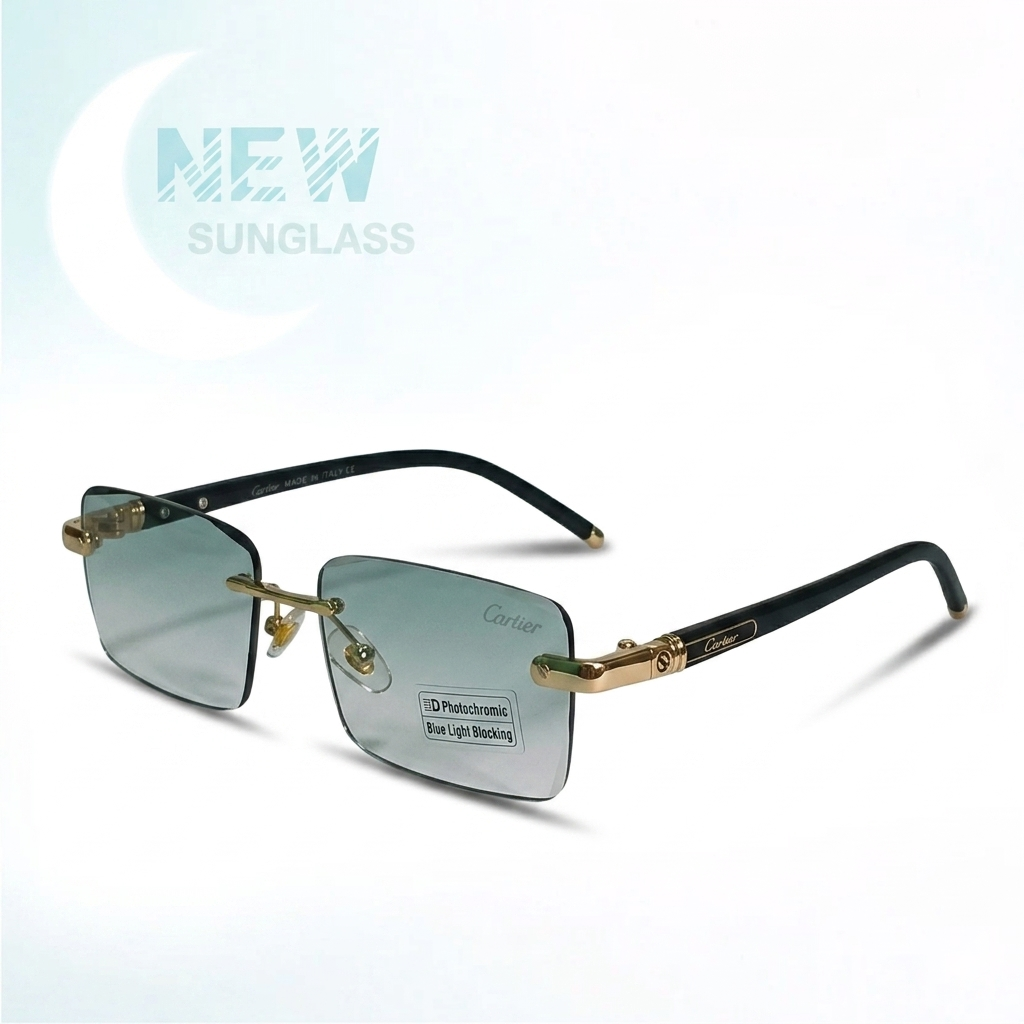 Retro Small Frame Rimless Sunglasses