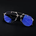 European And American Style Metal Double-Bridge Large-Frame Bluecut Glasses