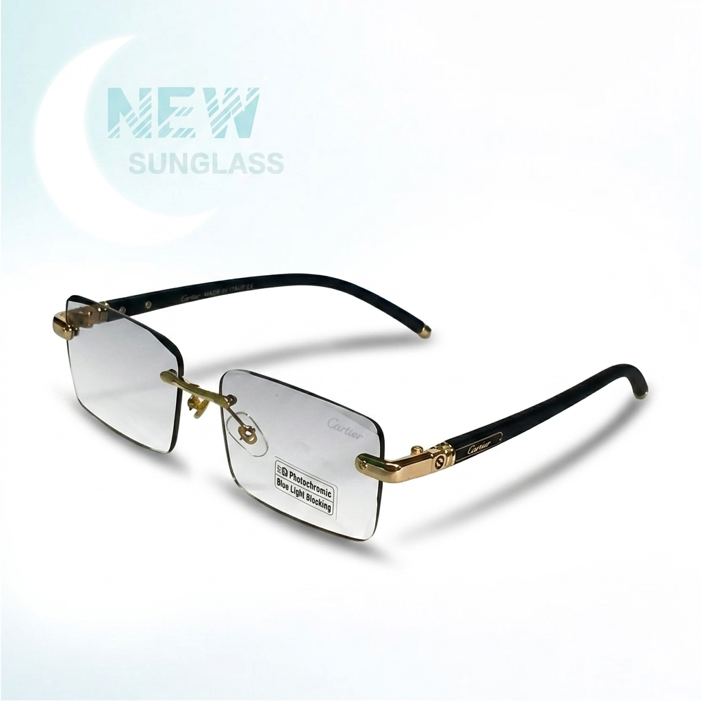 Retro Small Frame Rimless Sunglasses