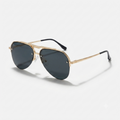 Men's semi-rimless sunglasses, outdoor style, metal temples, UV protection.