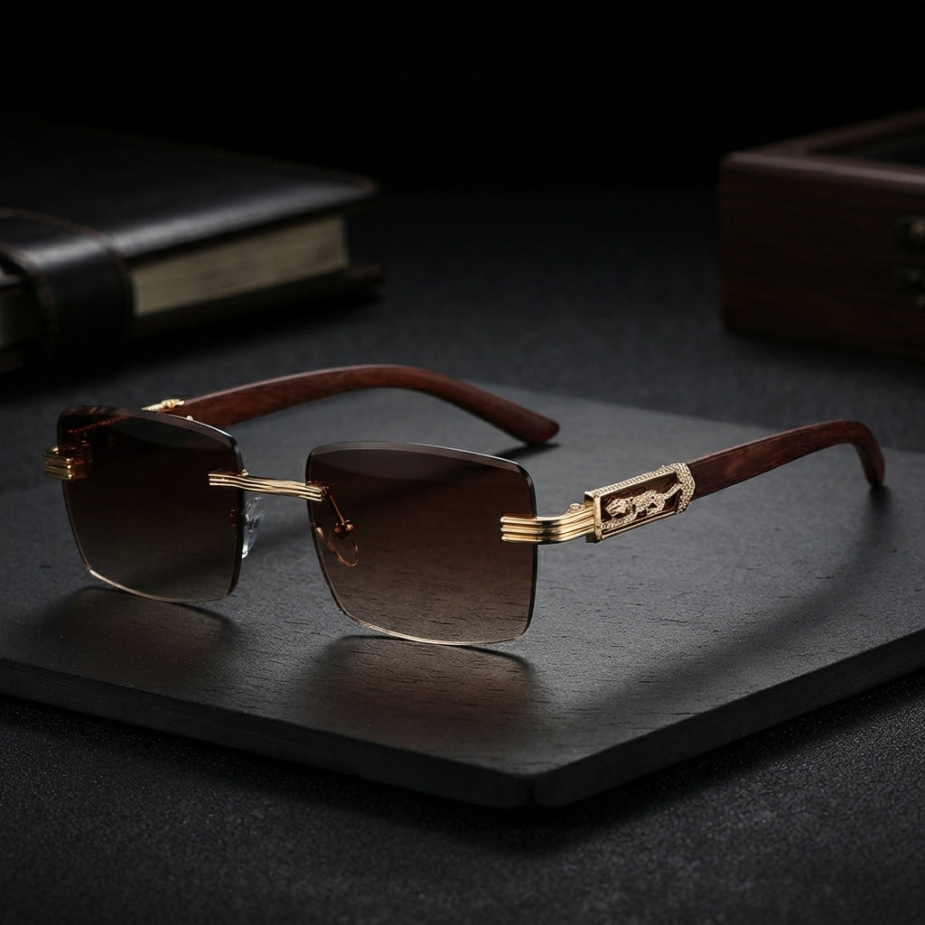 Wood Grain Legs Cheetah Decorative Sunglasses