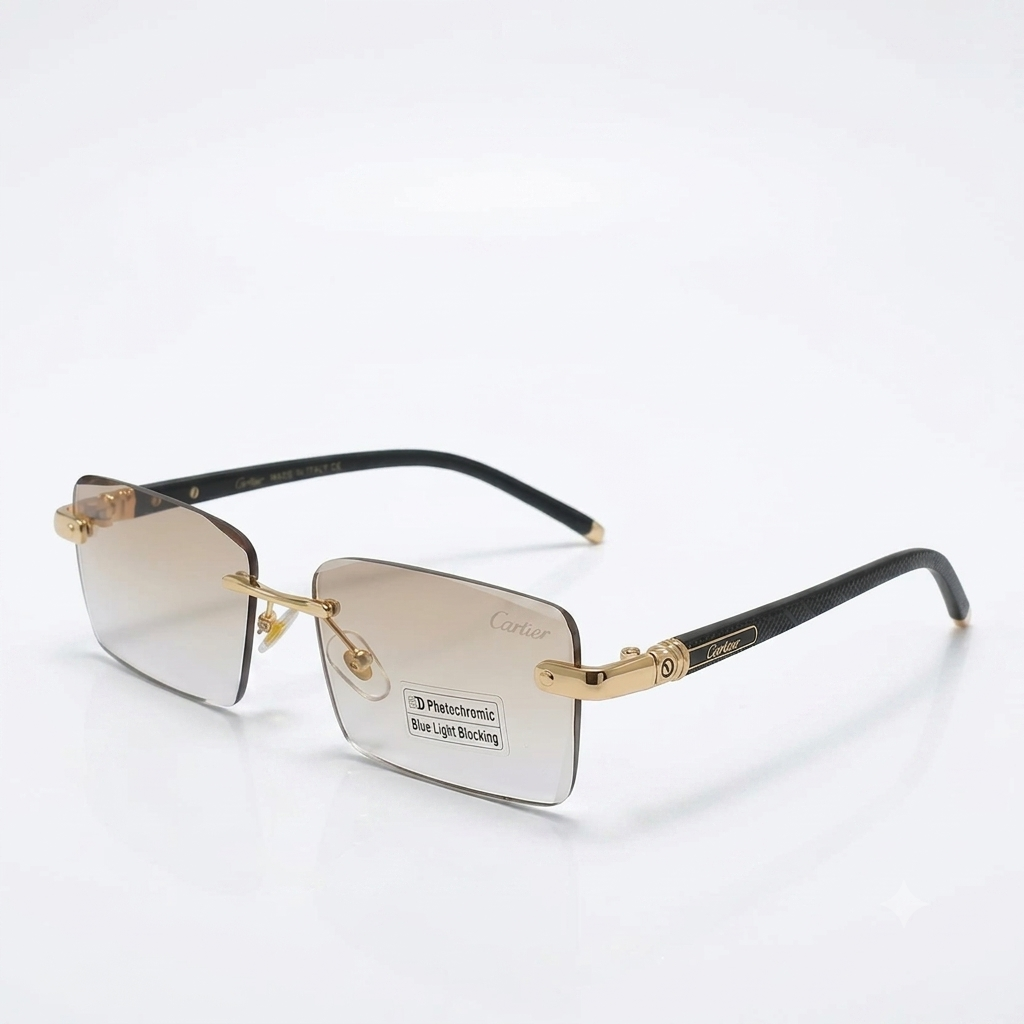 Retro Small Frame Rimless Sunglasses