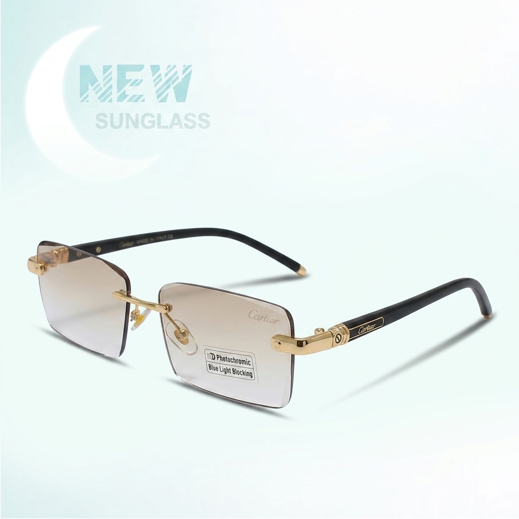 Retro Small Frame Rimless Sunglasses