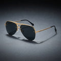 Men's semi-rimless sunglasses, outdoor style, metal temples, UV protection.