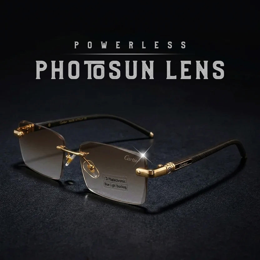 Retro Small Frame Rimless Sunglasses
